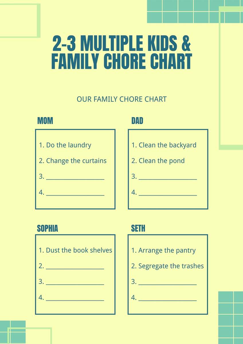 2 3 Multiple Kids Family Chore Chart In Illustrator PDF Download Template 2 3 Multiple Kids Family Chore Chart In Illustrator PDF Download Template