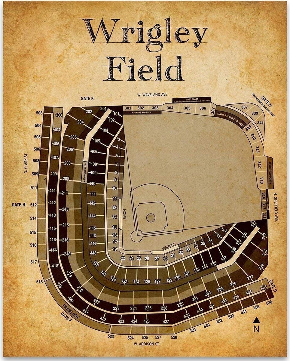 Amazon Wrigley Field Chicago Seating Chart 11x14 Unframed Print Vintage Sports Wall Art Classic Stadium Layout Poster For Game Room Office Bedroom Or Fan Collection Display Lone Star Art Home Wrigley Field Seating Charts RateYourSeats