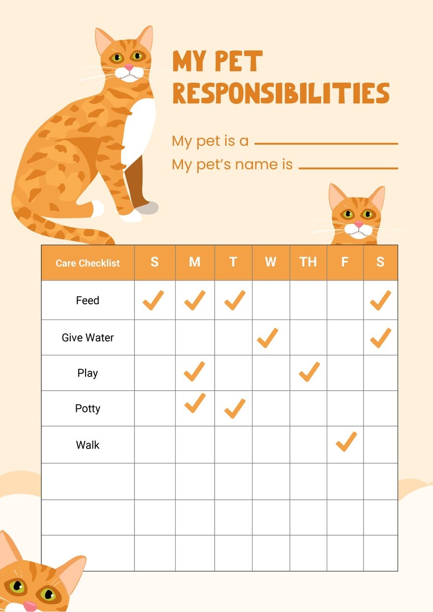 Child S Pet Care Chart In Illustrator PDF Download Template