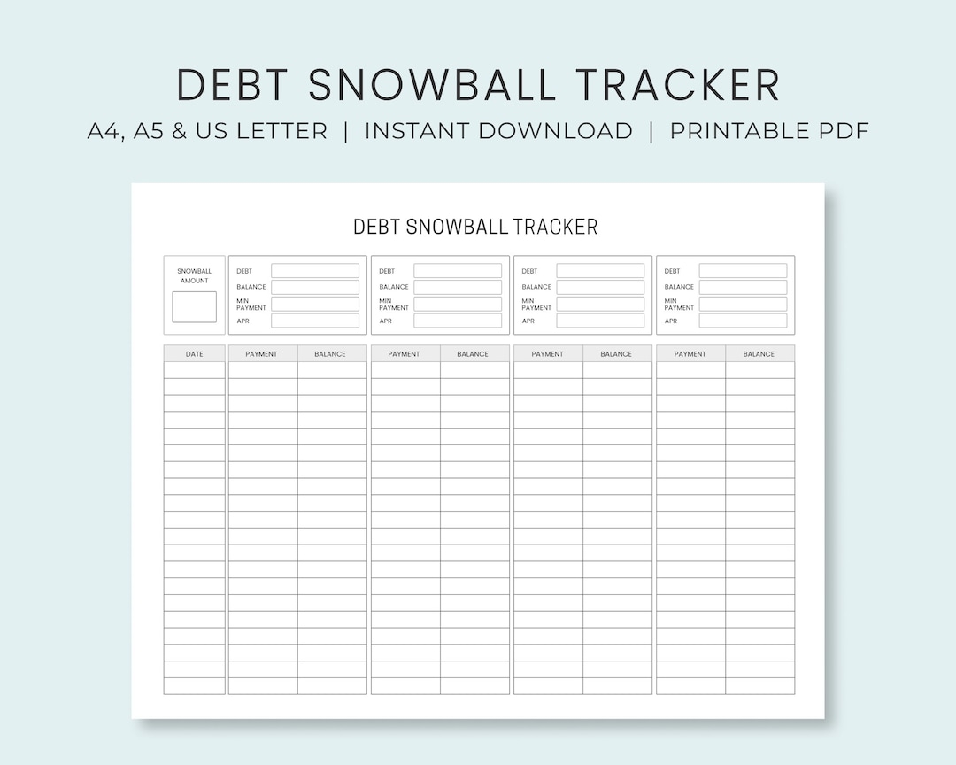 Debt Snowball Tracker Printable Debt Payment Worksheet Debt Payoff Progress Log Debt Free Goal Chart Instant Download Etsy Hong Kong