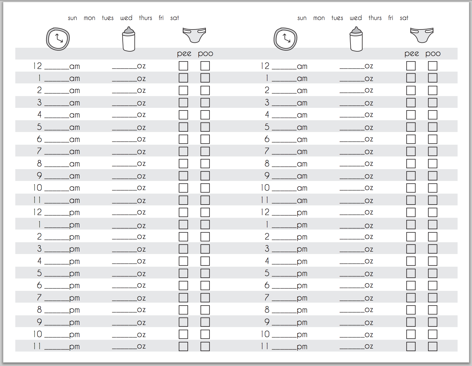 Simple Baby Feeding Chart In PDF Illustrator Download Template