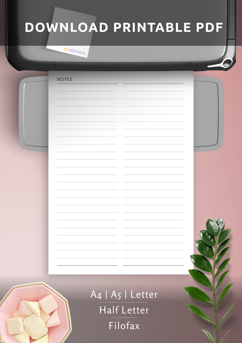 Download Printable Ruled Grid 2 Column PDF
