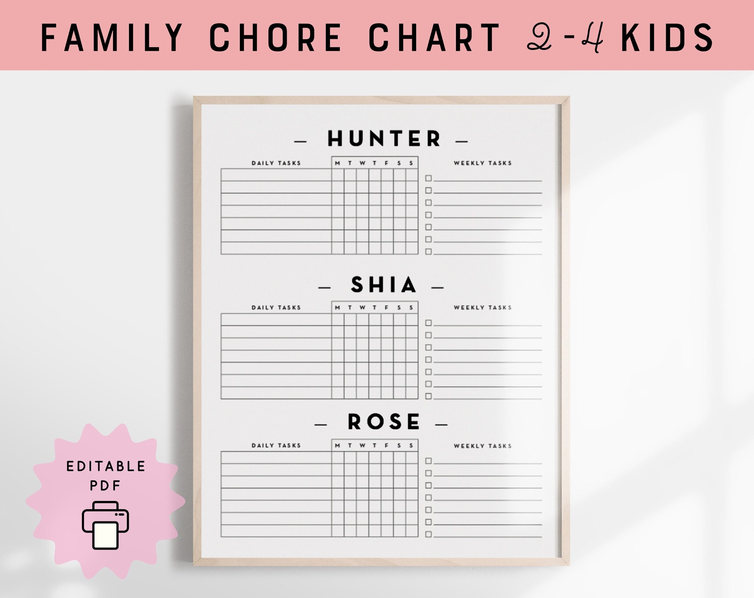 Editable Family Chore Chart 2 4 Kids Weekly To Do Digital Download Etsy 5 Best Chore Chart Templates For Multiple Kids 2025 Milwaukee With Kids