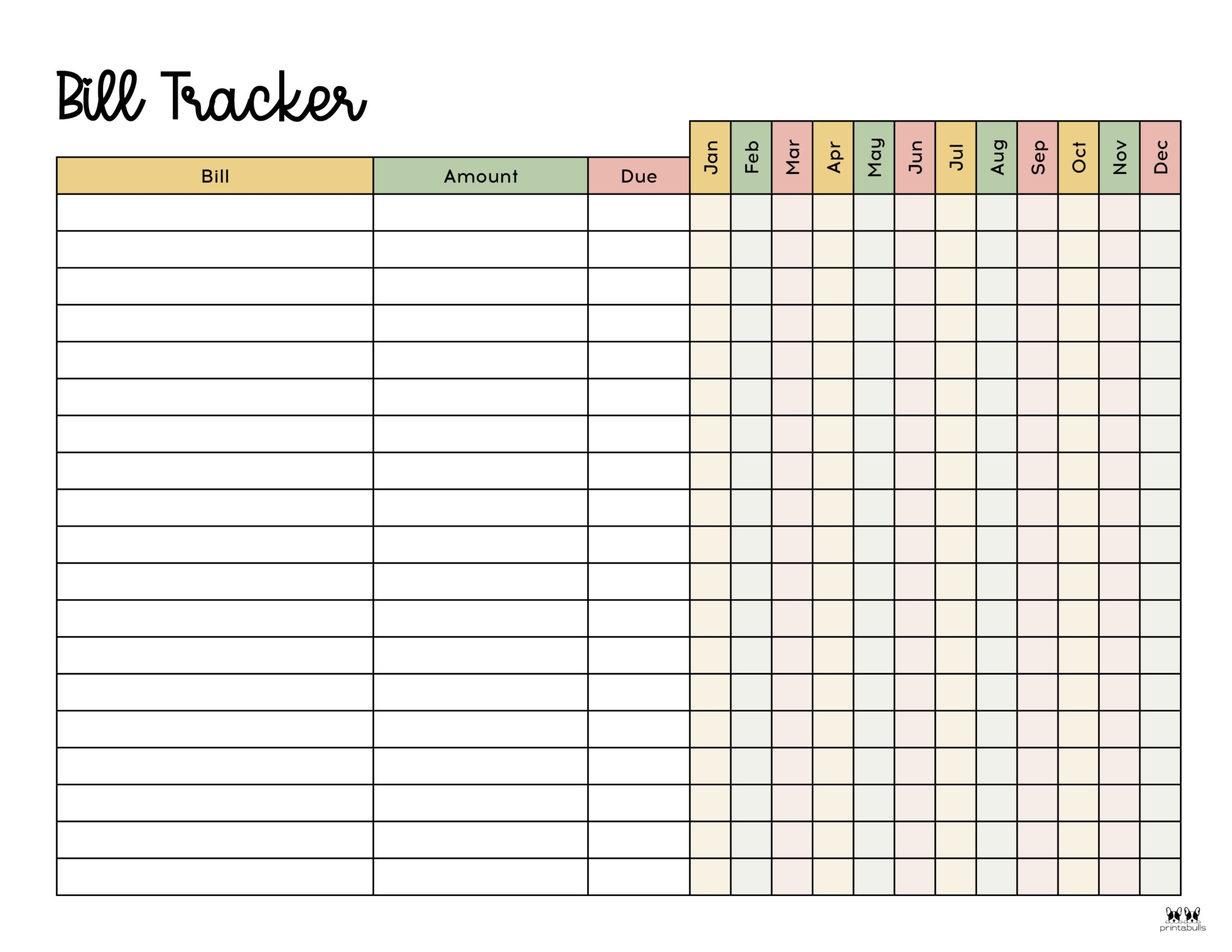 Free Printable Monthly Bill Organizer Printable Party Favors