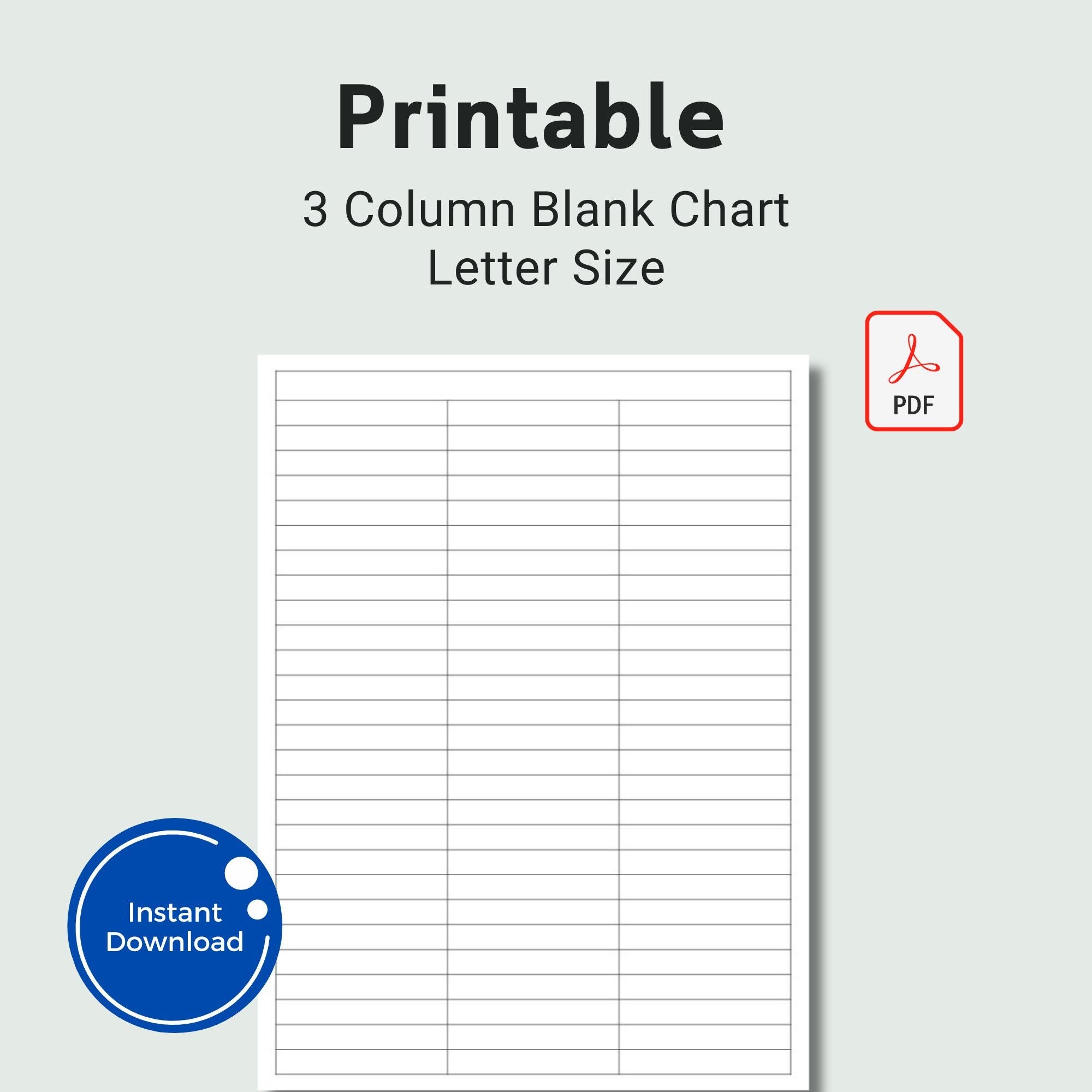 Printable 3 Column Blank Chart Text Input PDF Template US Letter Etsy 3 Column Chart Templates 10 Free PDF Printables Printablee