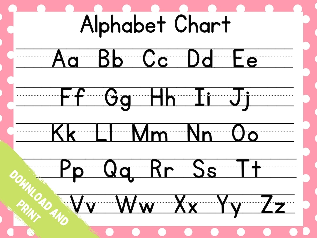 Printable ABC Chart Pink Polka Dot Alphabet Chart Handwriting Chart Homeschool Resource Educational Instant Download PDF Print Etsy Israel