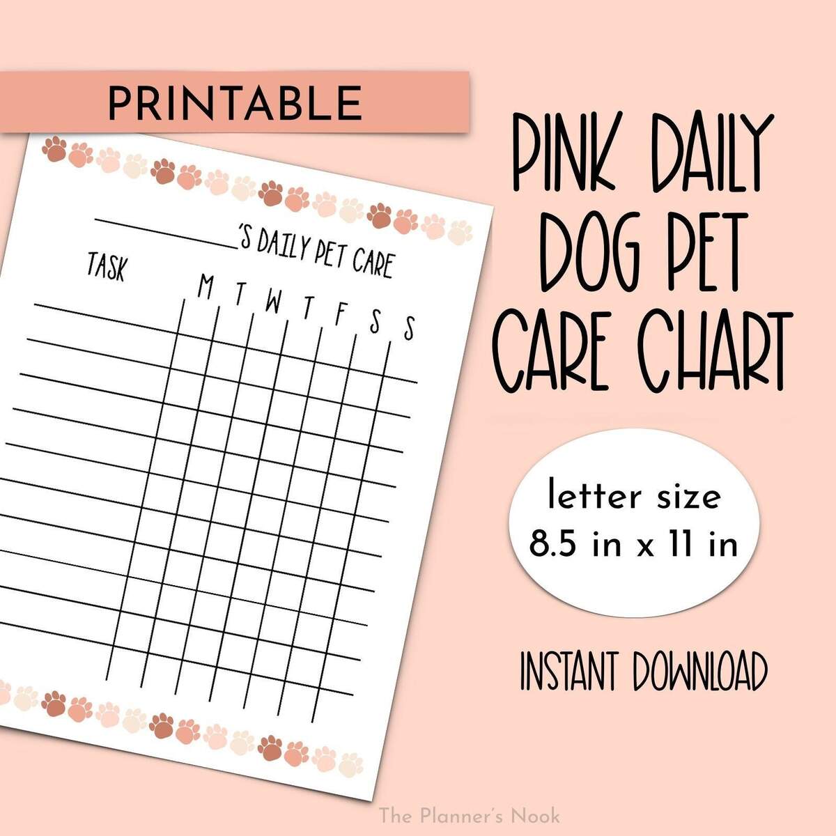 Printable Pink Daily Dog Care Chart Weekly Dog Care Schedule Dog Tasks Responsibilities Chart Dog Daily Routine Dog Care Checklist PDF Etsy Finland