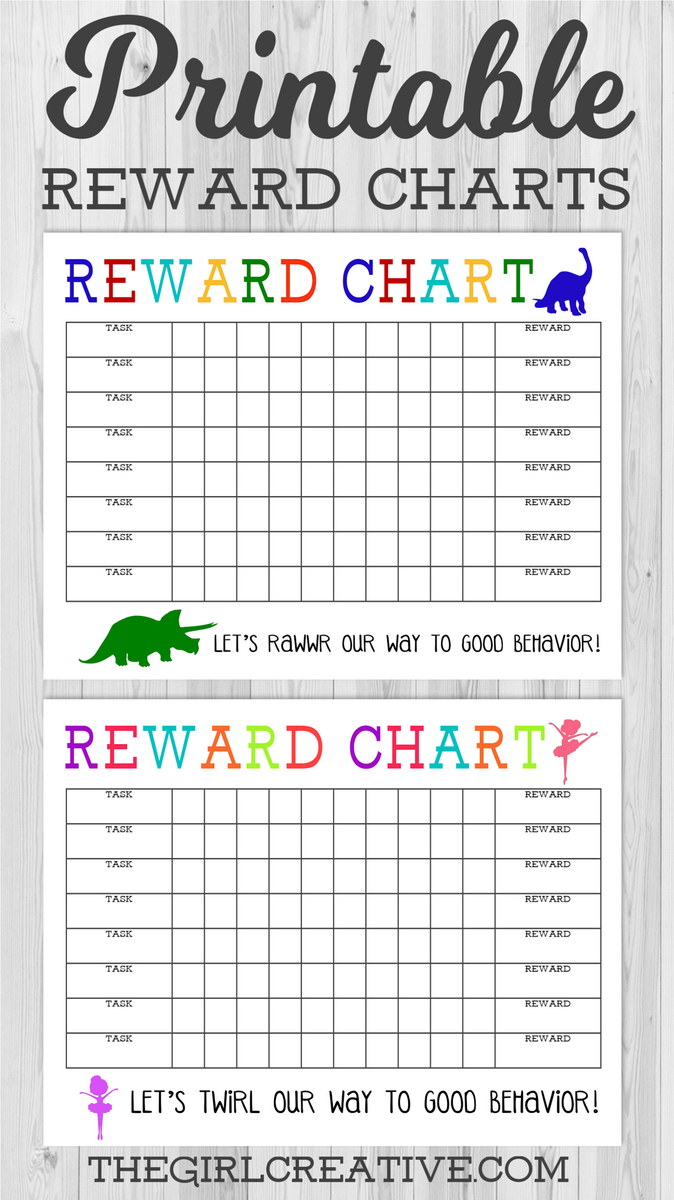 Printable Reward Charts Boy Girl The Girl Creative