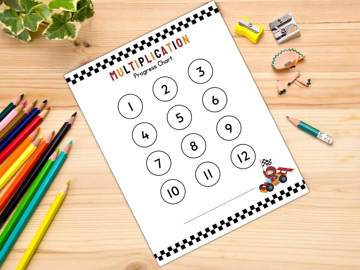 Racecar Multiplication Progress Chart Multiplication Challenge Worksheets Library