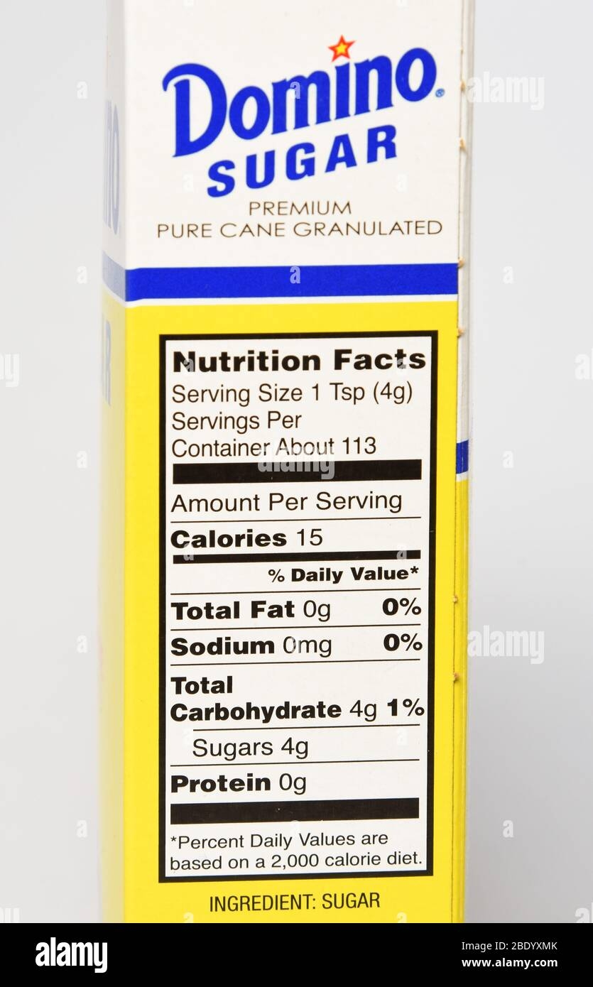 Sugar Nutrition Label Stock Photo Alamy
