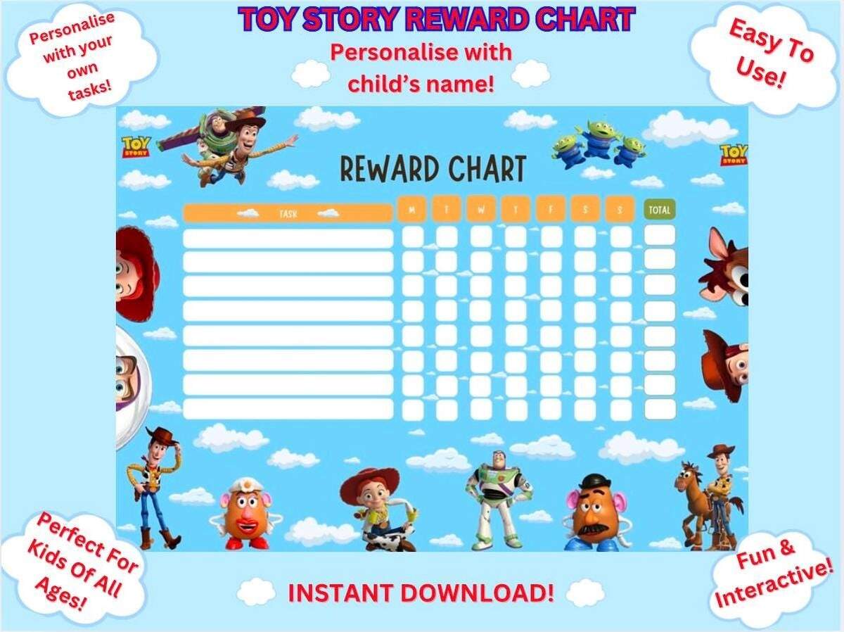 Toy Story Reward Chart Printable Chore Chart For Kids Digital Download Behavior Tracker Woody Buzz Motivation Chart Etsy Israel